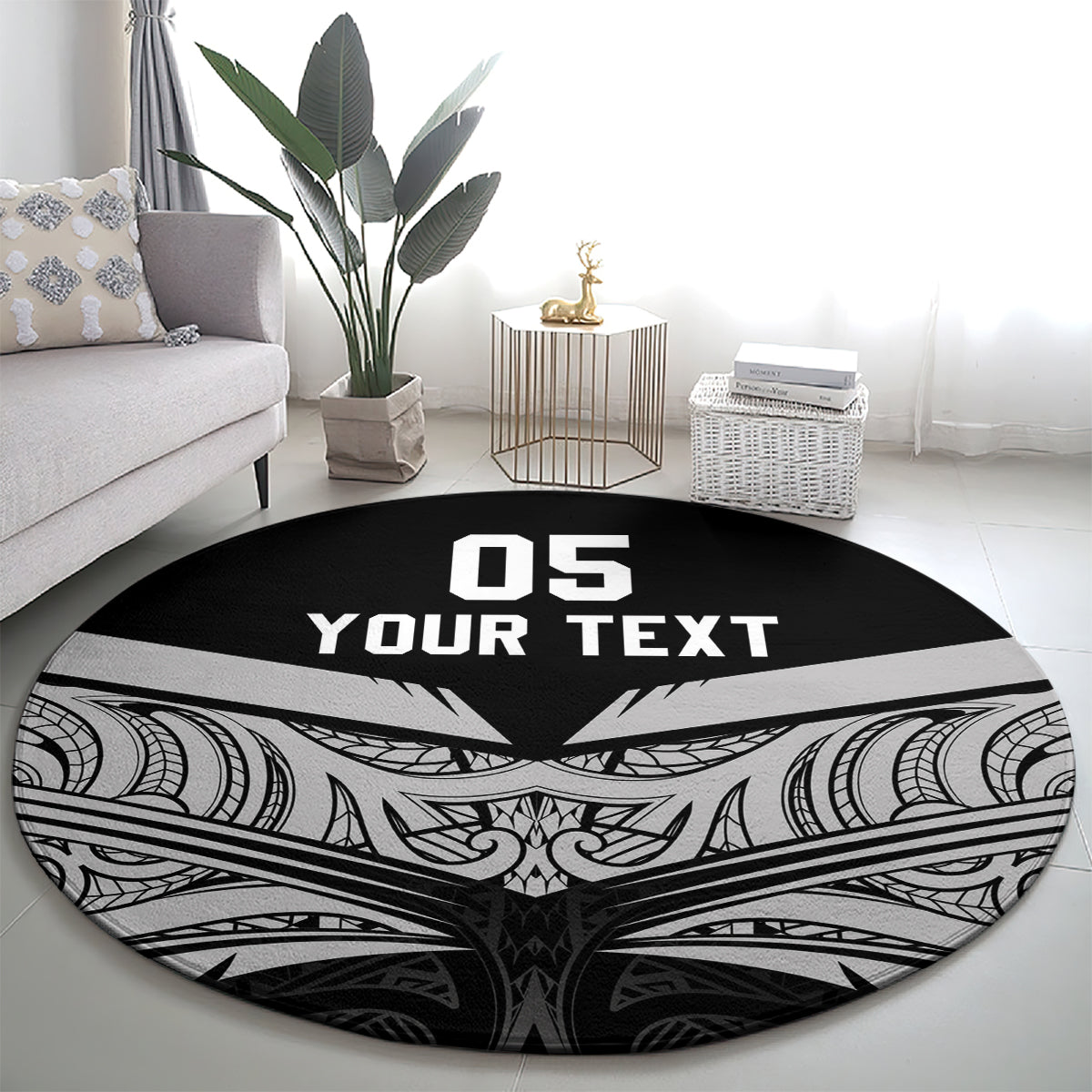 Custom New Zealand Cricket Round Carpet Go Champions World Cup 2024 With Maori Pattern