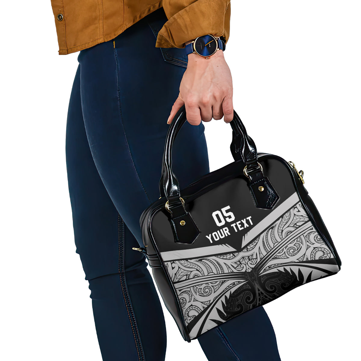 Custom New Zealand Cricket Shoulder Handbag Go Champions World Cup 2024 With Maori Pattern