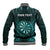 Personalised New Zealand Darts Baseball Jacket Turquoise Dart Board Maori Pattern