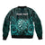 Personalised New Zealand Darts Bomber Jacket Turquoise Dart Board Maori Pattern