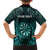 Personalised New Zealand Darts Family Matching Off The Shoulder Long Sleeve Dress and Hawaiian Shirt Turquoise Dart Board Maori Pattern