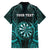 Personalised New Zealand Darts Family Matching Off The Shoulder Long Sleeve Dress and Hawaiian Shirt Turquoise Dart Board Maori Pattern