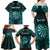 Personalised New Zealand Darts Family Matching Off Shoulder Maxi Dress and Hawaiian Shirt Turquoise Dart Board Maori Pattern