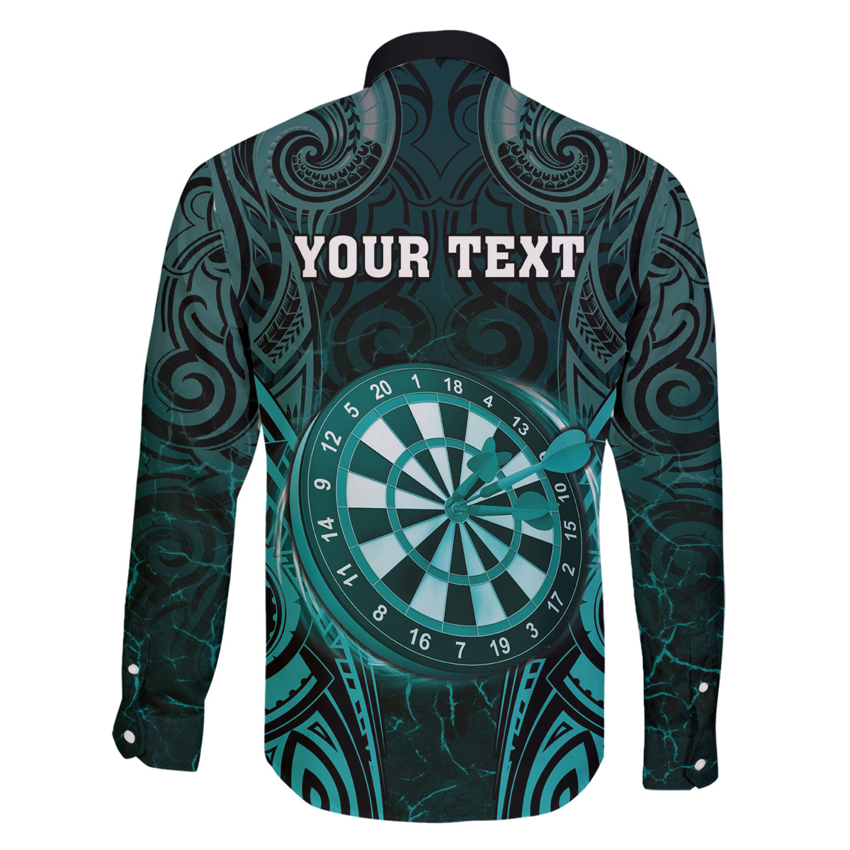 Personalised New Zealand Darts Family Matching Off Shoulder Maxi Dress and Hawaiian Shirt Turquoise Dart Board Maori Pattern