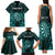 Personalised New Zealand Darts Family Matching Tank Maxi Dress and Hawaiian Shirt Turquoise Dart Board Maori Pattern