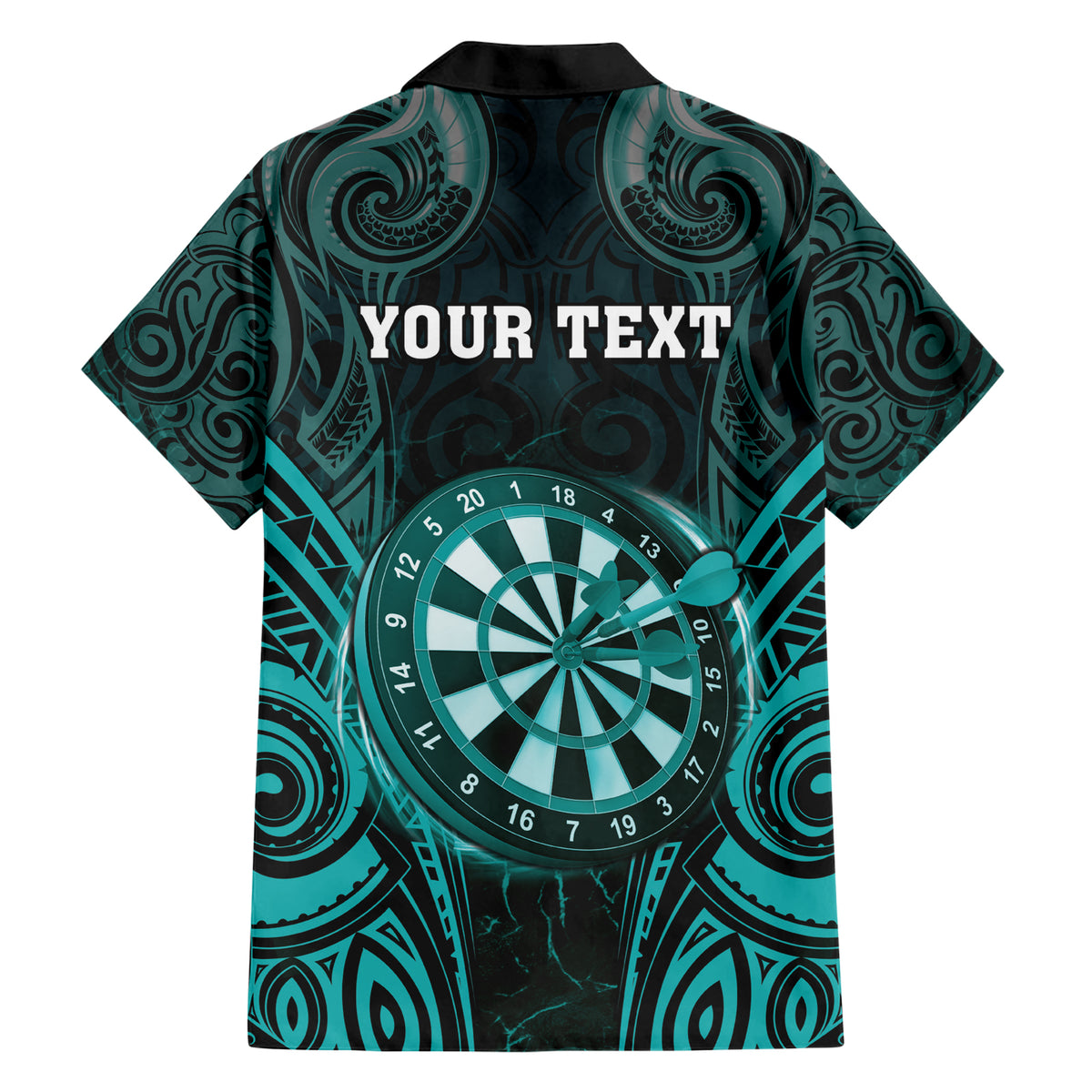 Personalised New Zealand Darts Hawaiian Shirt Turquoise Dart Board Maori Pattern