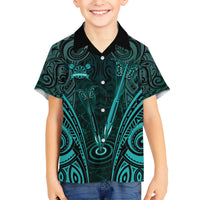 Personalised New Zealand Darts Kid Hawaiian Shirt Turquoise Dart Board Maori Pattern
