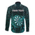 Personalised New Zealand Darts Long Sleeve Button Shirt Turquoise Dart Board Maori Pattern