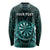 Personalised New Zealand Darts Long Sleeve Shirt Turquoise Dart Board Maori Pattern