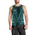 Personalised New Zealand Darts Men Tank Top Turquoise Dart Board Maori Pattern