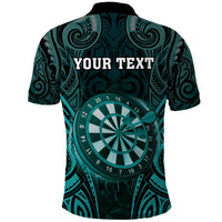 Personalised New Zealand Darts Polo Shirt Turquoise Dart Board Maori Pattern