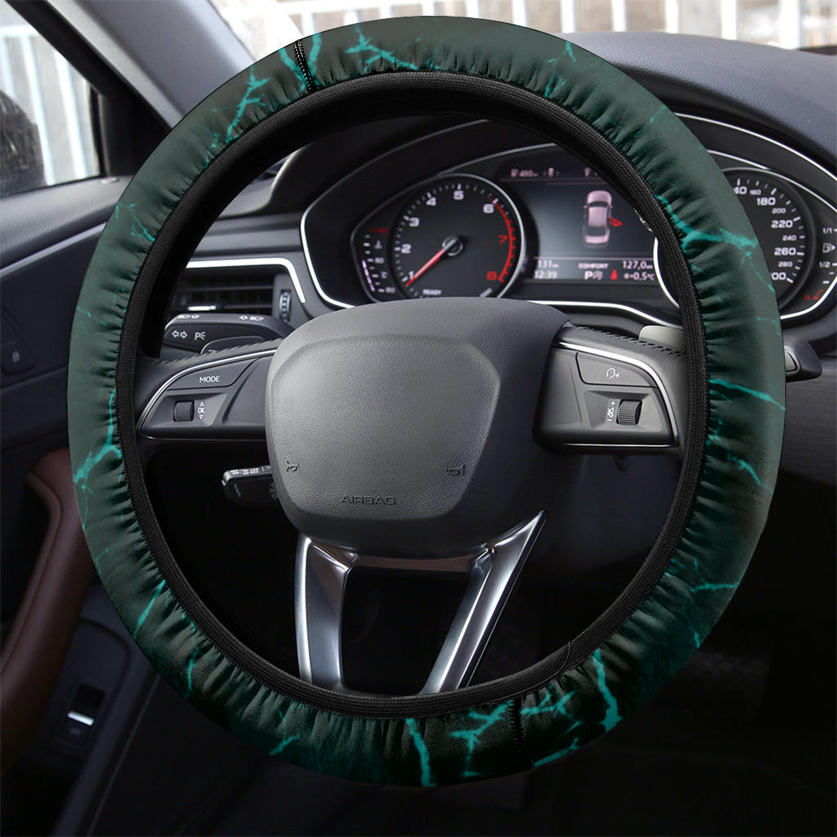Personalised New Zealand Darts Steering Wheel Cover Turquoise Dart Board Maori Pattern