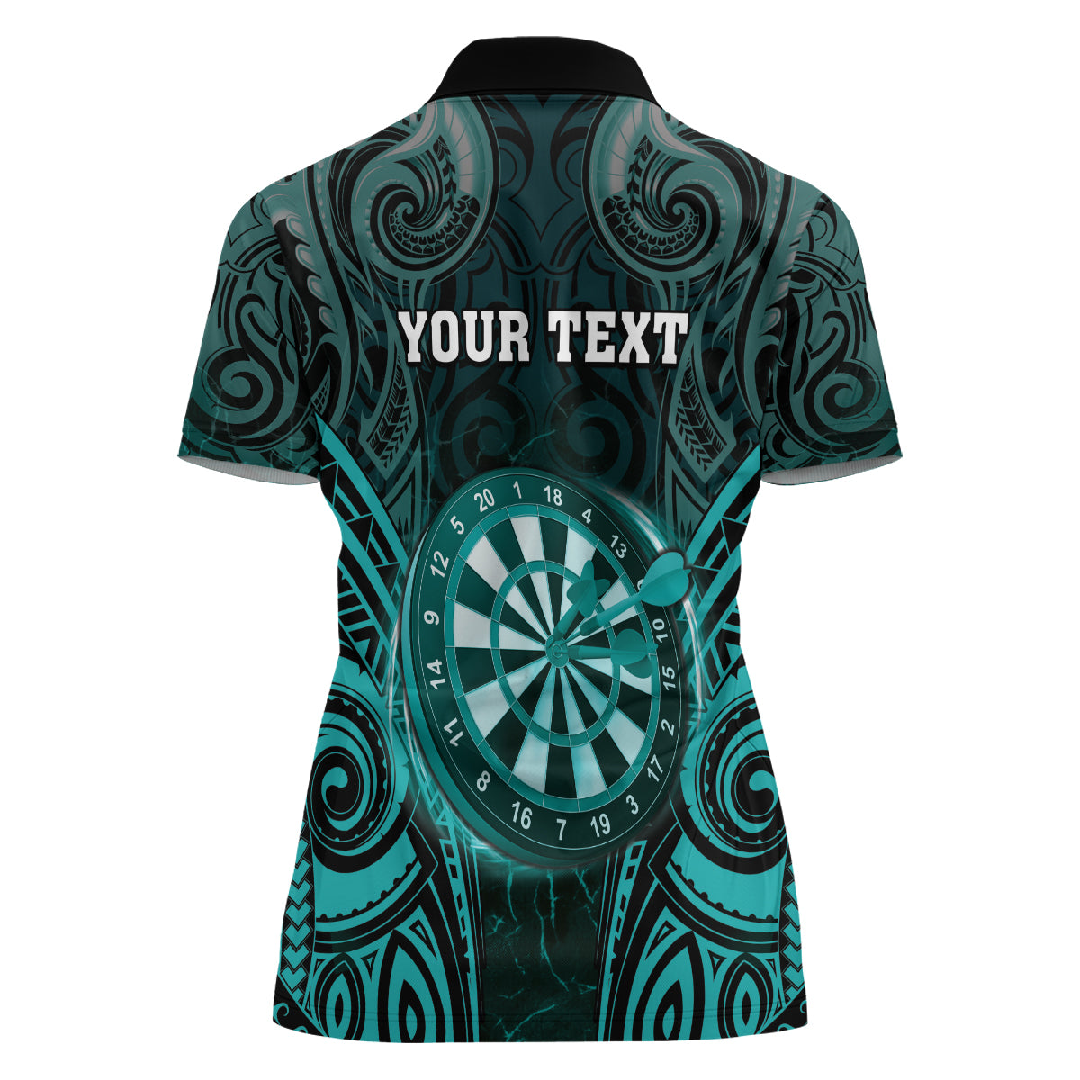 Personalised New Zealand Darts Women Polo Shirt Turquoise Dart Board Maori Pattern