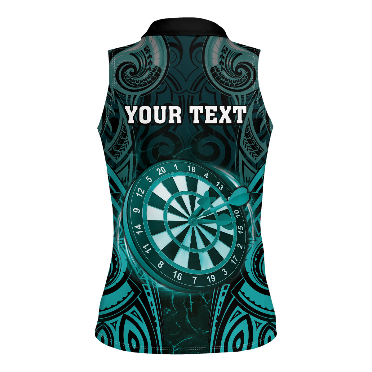 Personalised New Zealand Darts Women Sleeveless Polo Shirt Turquoise Dart Board Maori Pattern
