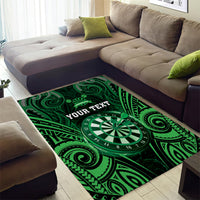 Personalised New Zealand Darts Area Rug Green Dart Board Maori Pattern