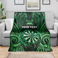 Personalised New Zealand Darts Blanket Green Dart Board Maori Pattern