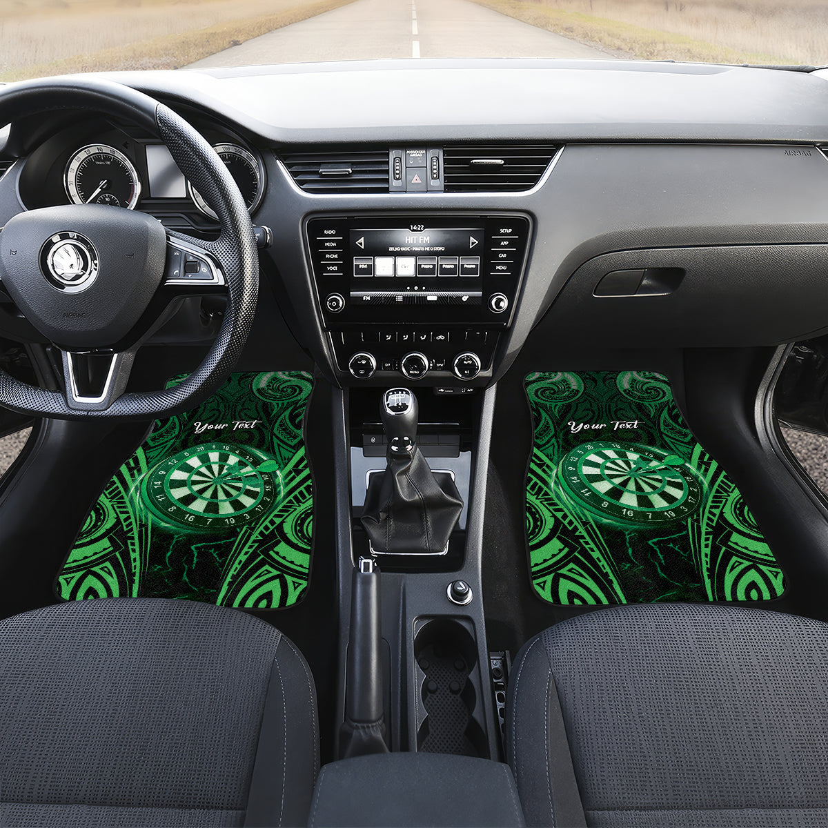 Personalised New Zealand Darts Car Mats Green Dart Board Maori Pattern