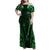 Personalised New Zealand Darts Family Matching Off Shoulder Maxi Dress and Hawaiian Shirt Green Dart Board Maori Pattern