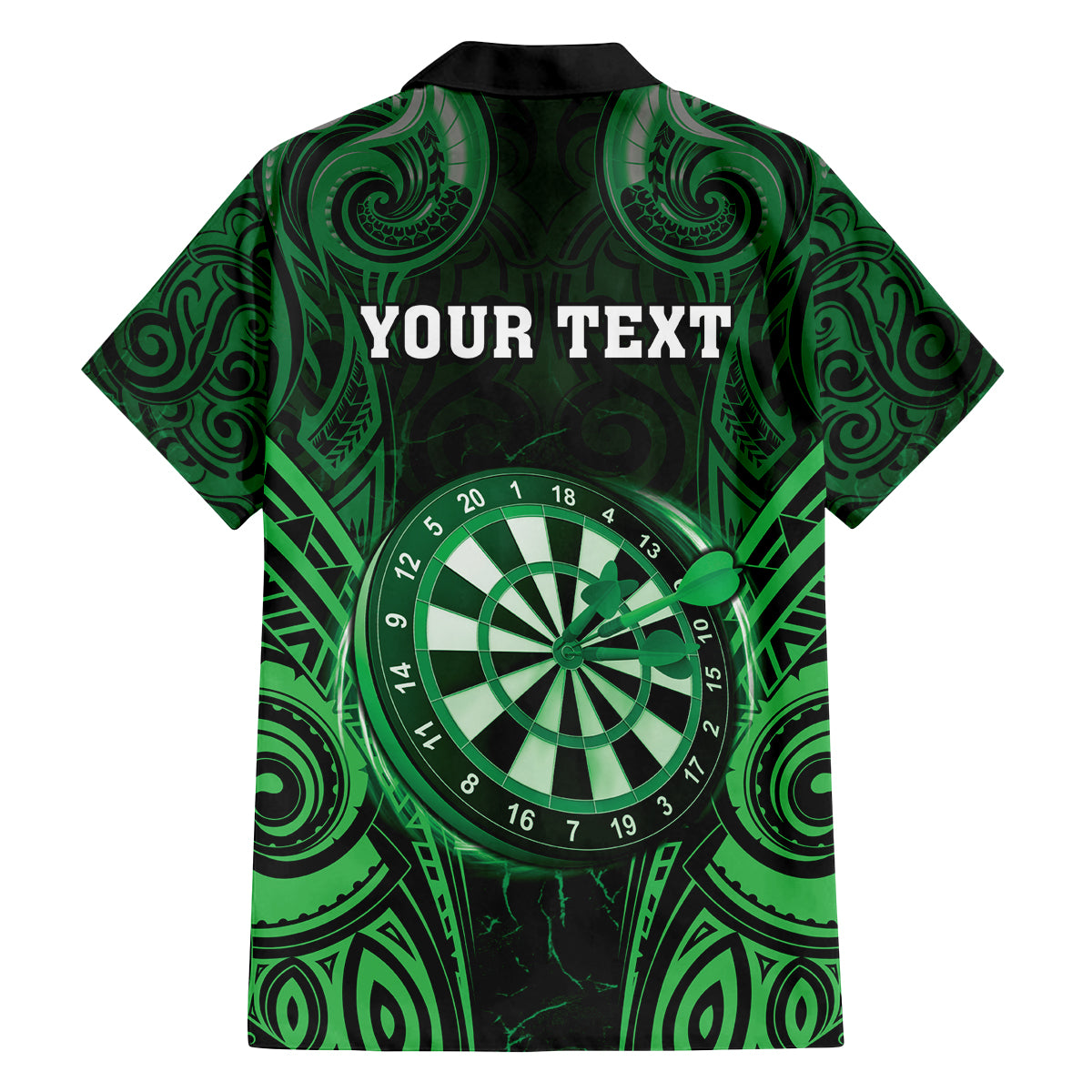 Personalised New Zealand Darts Family Matching Puletasi and Hawaiian Shirt Green Dart Board Maori Pattern