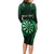 Personalised New Zealand Darts Long Sleeve Bodycon Dress Green Dart Board Maori Pattern