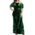 Personalised New Zealand Darts Off Shoulder Maxi Dress Green Dart Board Maori Pattern