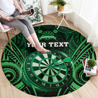 Personalised New Zealand Darts Round Carpet Green Dart Board Maori Pattern