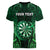 Personalised New Zealand Darts Women V-Neck T-Shirt Green Dart Board Maori Pattern