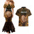 Personalised New Zealand Darts Couples Matching Mermaid Dress and Hawaiian Shirt Gold Dart Board Maori Pattern