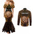 Personalised New Zealand Darts Couples Matching Mermaid Dress and Long Sleeve Button Shirt Gold Dart Board Maori Pattern