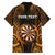 Personalised New Zealand Darts Family Matching Long Sleeve Bodycon Dress and Hawaiian Shirt Gold Dart Board Maori Pattern