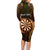 Personalised New Zealand Darts Family Matching Long Sleeve Bodycon Dress and Hawaiian Shirt Gold Dart Board Maori Pattern