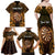 Personalised New Zealand Darts Family Matching Off Shoulder Maxi Dress and Hawaiian Shirt Gold Dart Board Maori Pattern