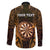 Personalised New Zealand Darts Family Matching Off Shoulder Short Dress and Hawaiian Shirt Gold Dart Board Maori Pattern