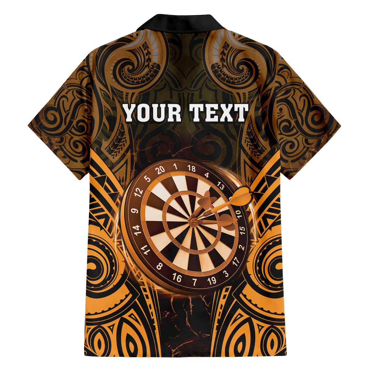 Personalised New Zealand Darts Family Matching Tank Maxi Dress and Hawaiian Shirt Gold Dart Board Maori Pattern