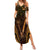 Personalised New Zealand Darts Summer Maxi Dress Gold Dart Board Maori Pattern