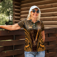 Personalised New Zealand Darts Women Polo Shirt Gold Dart Board Maori Pattern