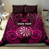 Personalised New Zealand Darts Bedding Set Pink Dart Board Maori Pattern
