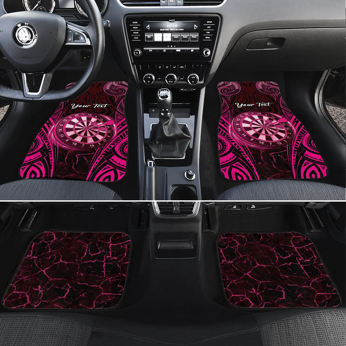 Personalised New Zealand Darts Car Mats Pink Dart Board Maori Pattern