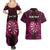 Personalised New Zealand Darts Couples Matching Summer Maxi Dress and Hawaiian Shirt Pink Dart Board Maori Pattern