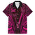 Personalised New Zealand Darts Family Matching Off Shoulder Short Dress and Hawaiian Shirt Pink Dart Board Maori Pattern