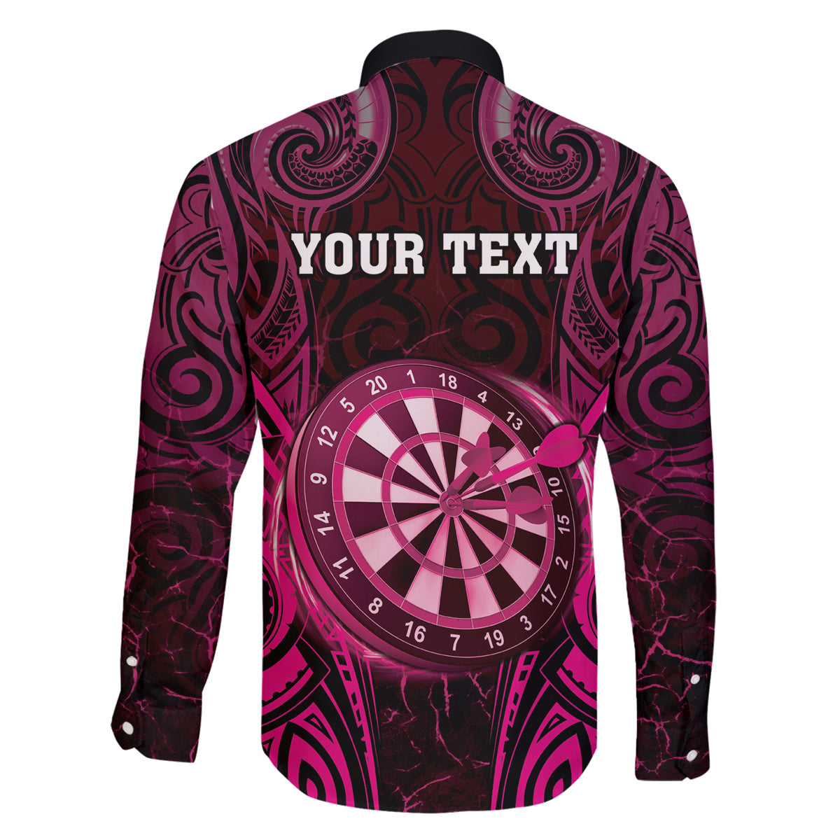 Personalised New Zealand Darts Family Matching Puletasi and Hawaiian Shirt Pink Dart Board Maori Pattern