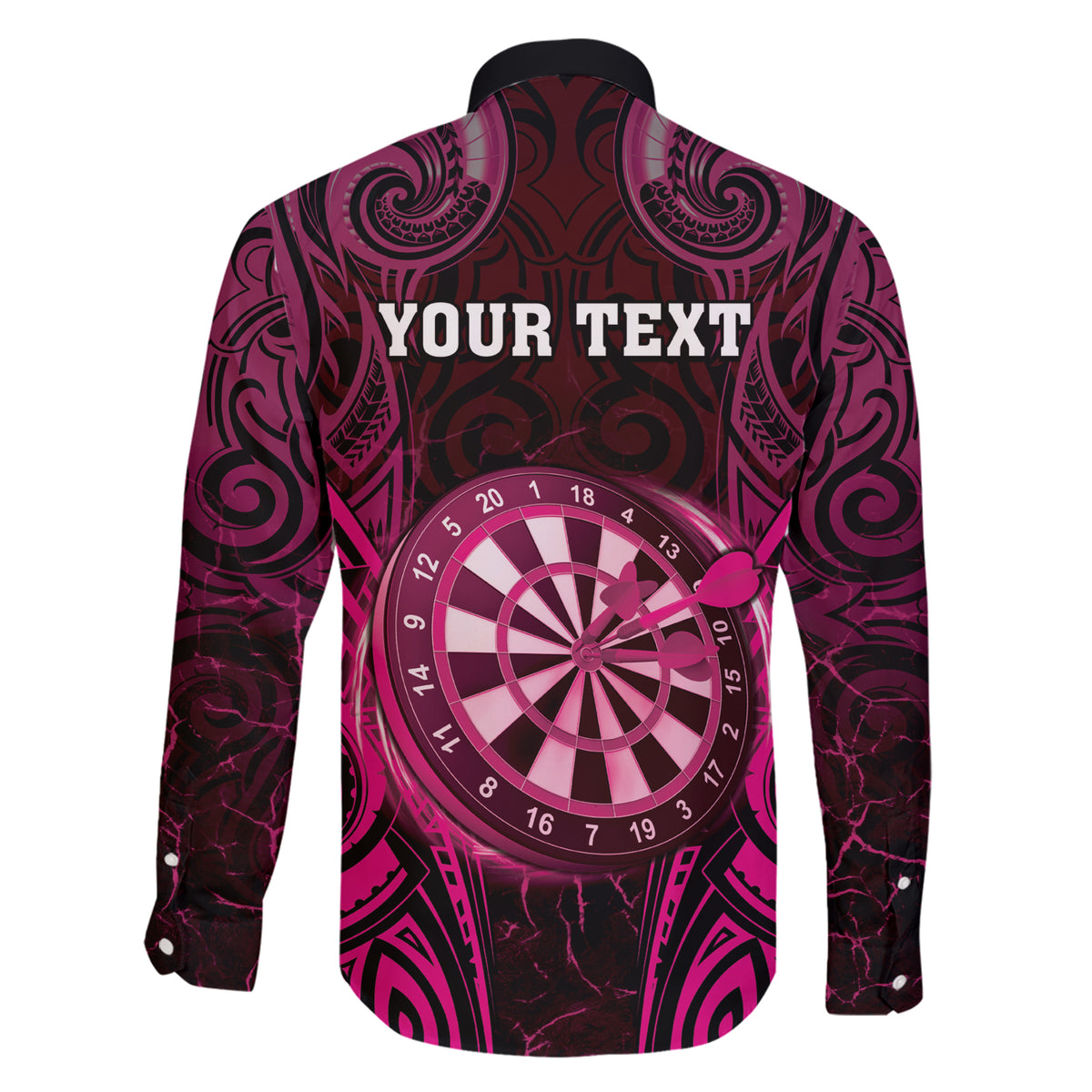 Personalised New Zealand Darts Family Matching Short Sleeve Bodycon Dress and Hawaiian Shirt Pink Dart Board Maori Pattern