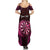 Personalised New Zealand Darts Family Matching Summer Maxi Dress and Hawaiian Shirt Pink Dart Board Maori Pattern