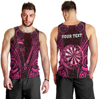 Personalised New Zealand Darts Men Tank Top Pink Dart Board Maori Pattern