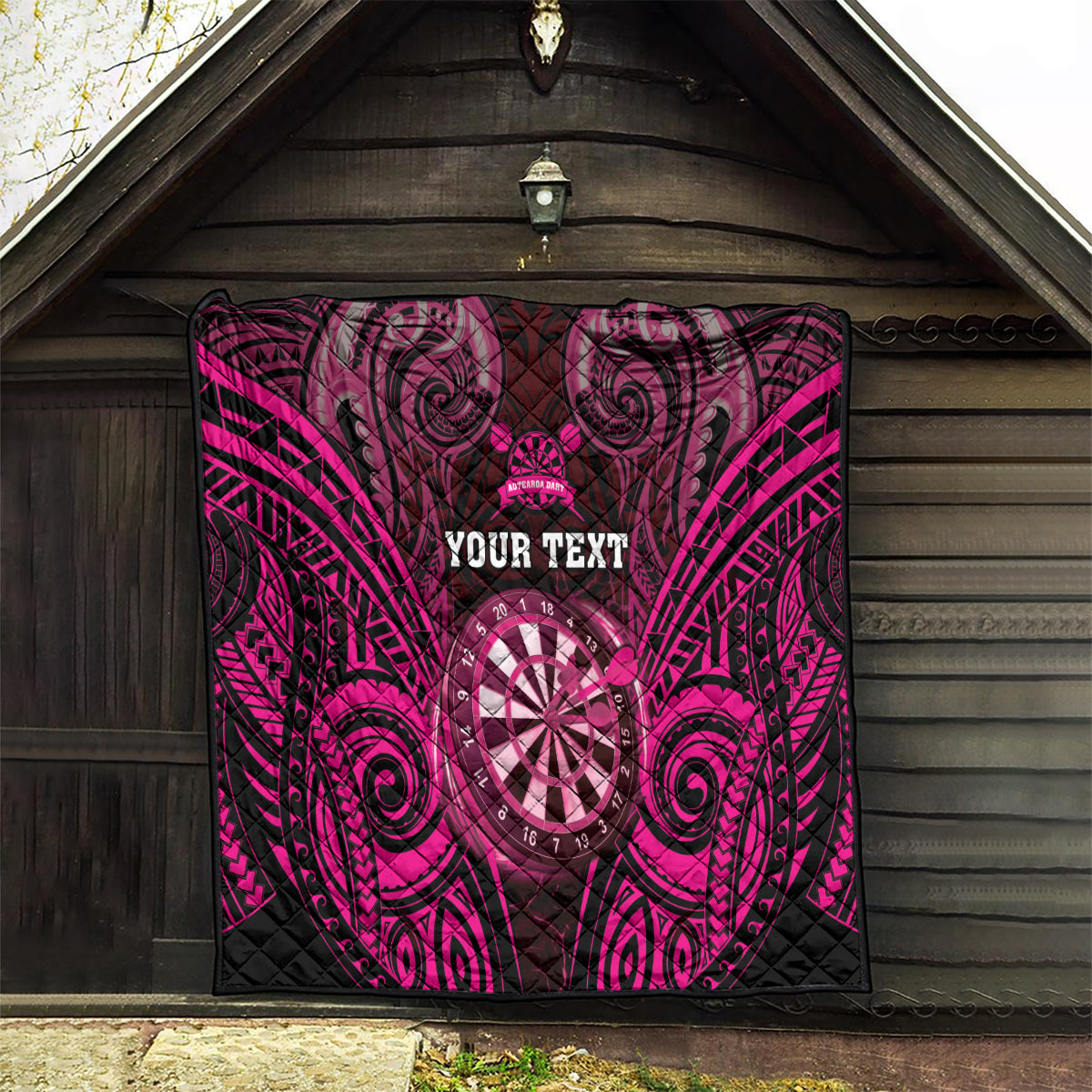 Personalised New Zealand Darts Quilt Pink Dart Board Maori Pattern