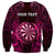 Personalised New Zealand Darts Sweatshirt Pink Dart Board Maori Pattern