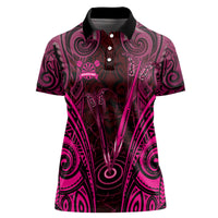 Personalised New Zealand Darts Women Polo Shirt Pink Dart Board Maori Pattern