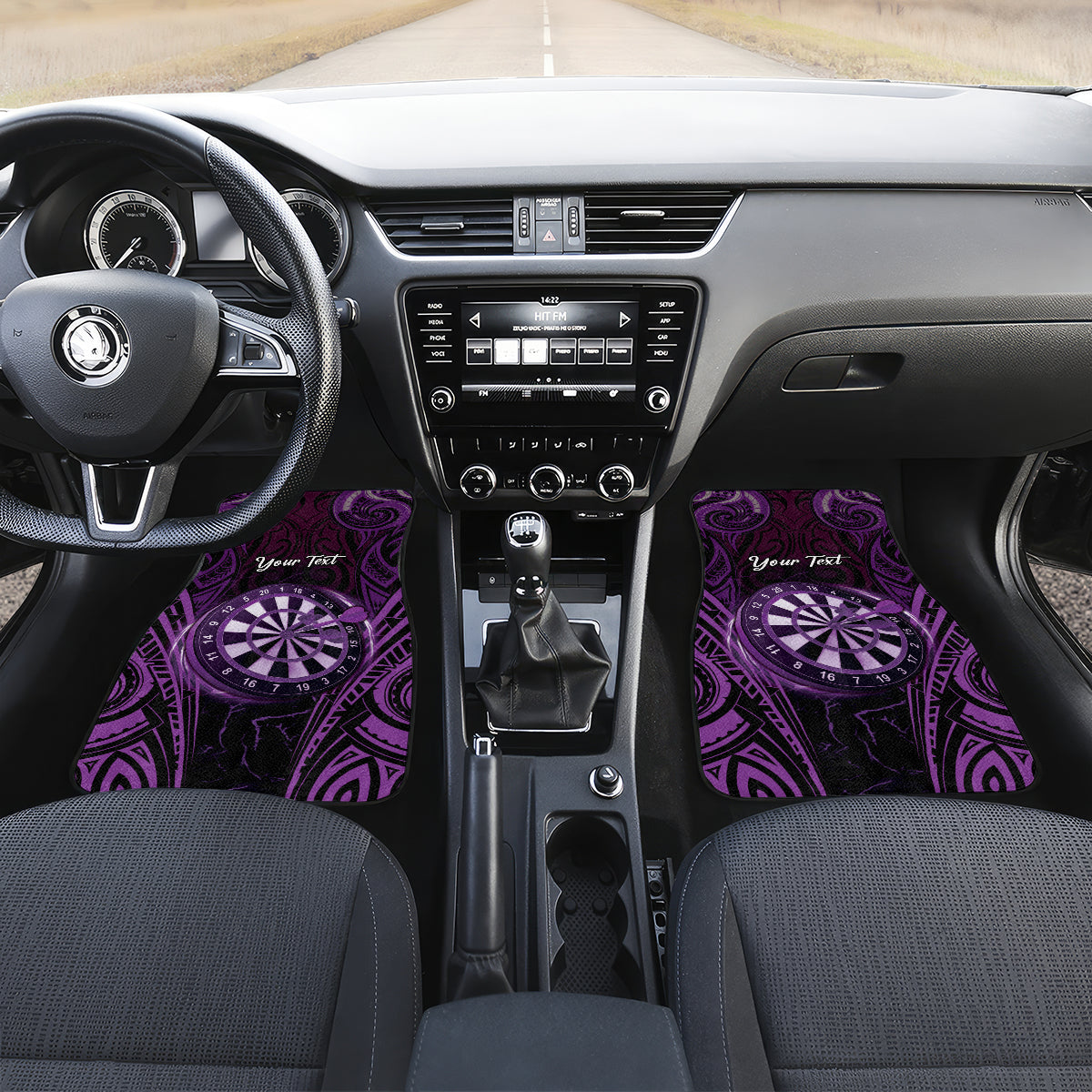 Personalised New Zealand Darts Car Mats Purple Dart Board Maori Pattern