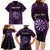 Personalised New Zealand Darts Family Matching Long Sleeve Bodycon Dress and Hawaiian Shirt Purple Dart Board Maori Pattern