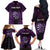 Personalised New Zealand Darts Family Matching Off The Shoulder Long Sleeve Dress and Hawaiian Shirt Purple Dart Board Maori Pattern